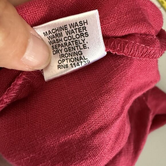 FLAX Designs Linen Pants 1G Fuschia Pink Women Wide Leg Lagenlook Pull On Pocket - Picture 6 of 10